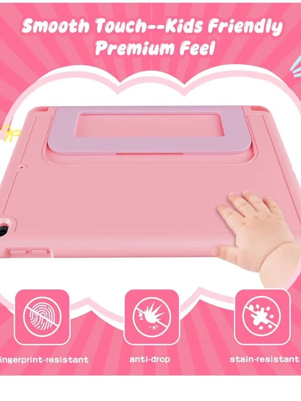 Kids-Friendly Pink Tablet Case with Stand